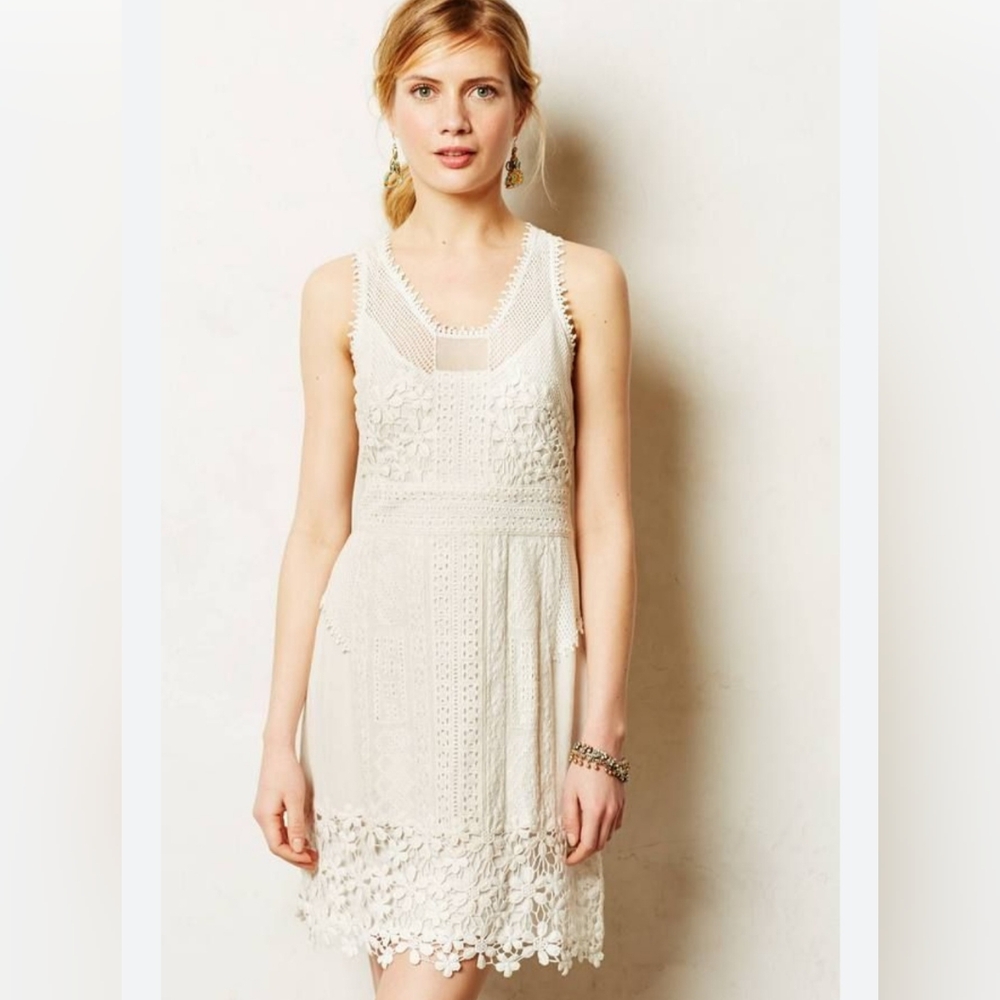 Anthropologie Yoana Baraschi Vered Lace Dress Ivory Size 2P